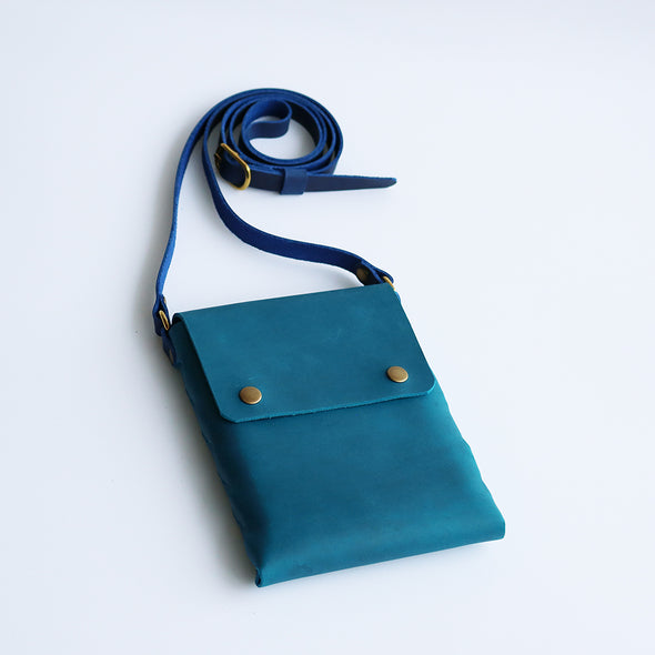 Teal Crossbody Bag with Blue Straps (Small)