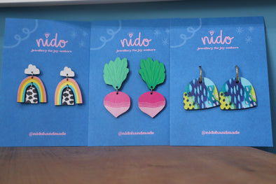 Handmade wooden earrings, Nido