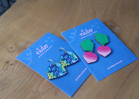 Handmade wooden earrings, Nido