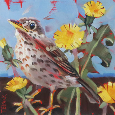 Thrush and Dandelions, Tracey Elphick