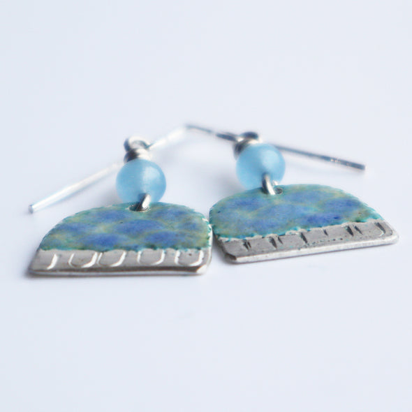 Enamelled Silver Earrings (Blue Arc), Nancy Pickard