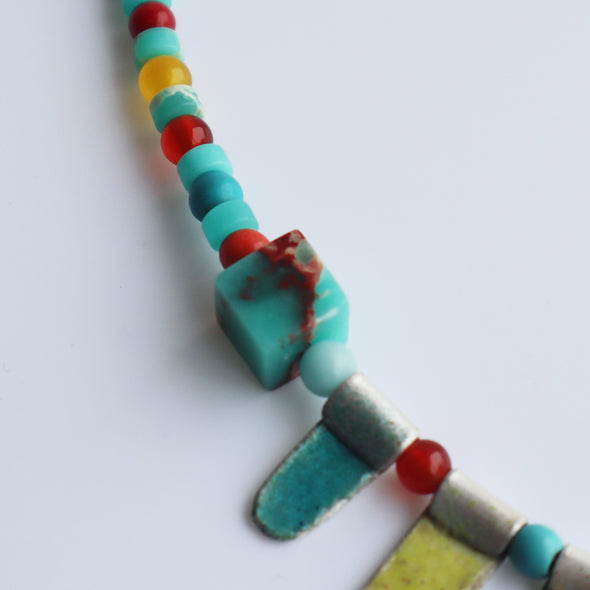 Enamelled Silver Necklace with Semi-Precious Beads (Multicoloured II), Nancy Pickard