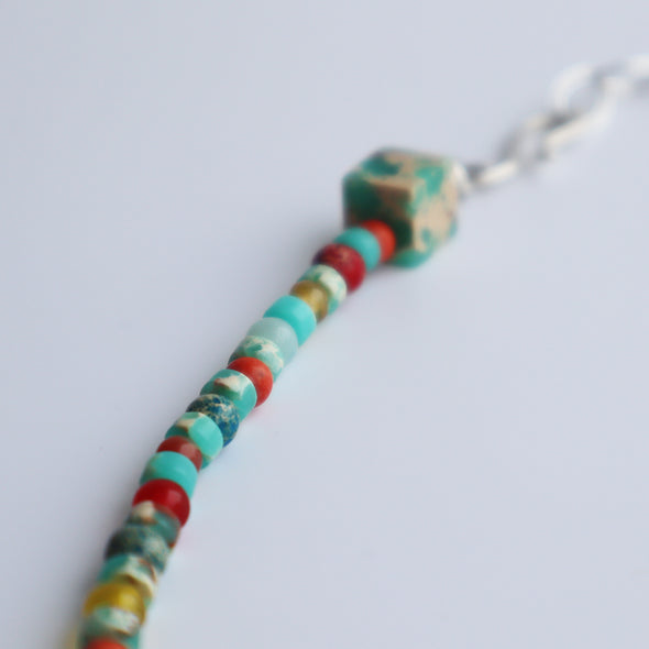 Enamelled Silver Necklace with Semi-Precious Beads (Multicoloured II), Nancy Pickard