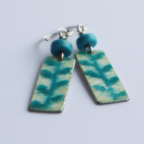 Enamelled Silver Earrings (Rectangular Turquoise), Nancy Pickard