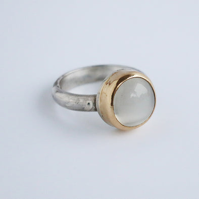 Fine Moonstone, Silver and Gold Ring, Leah Lewington