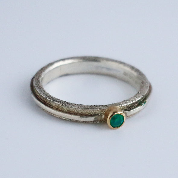 Green Quartz, Gold and Silver Ring, Leah Lewington