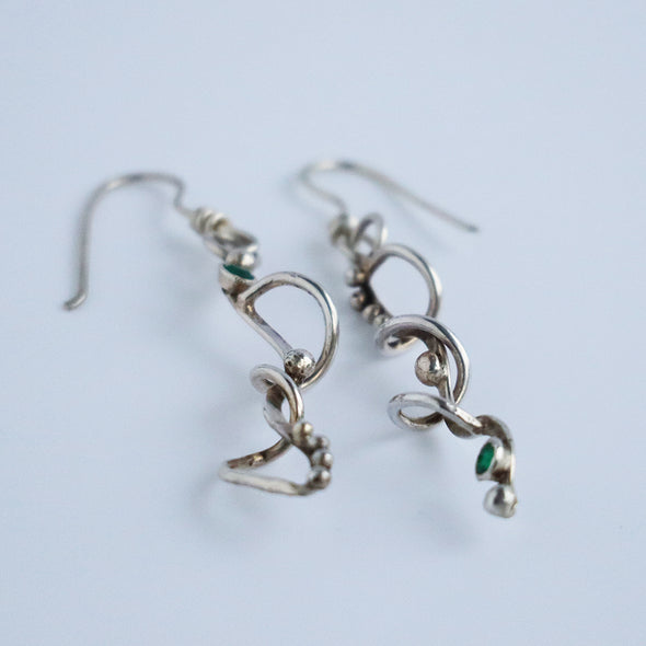 Silver and Green Quartz Mismatched Earrings, Leah Lewington