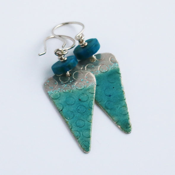 Enamelled Silver Earrings (Turquoise Triangles), Nancy Pickard