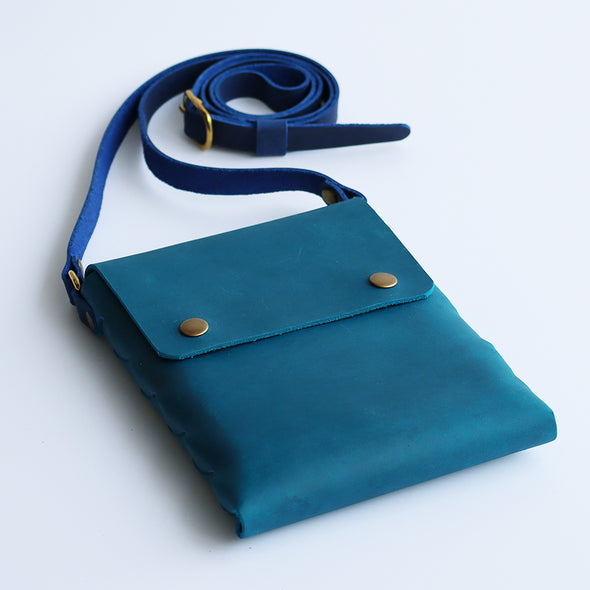 Teal Crossbody Bag with Blue Straps (Small)