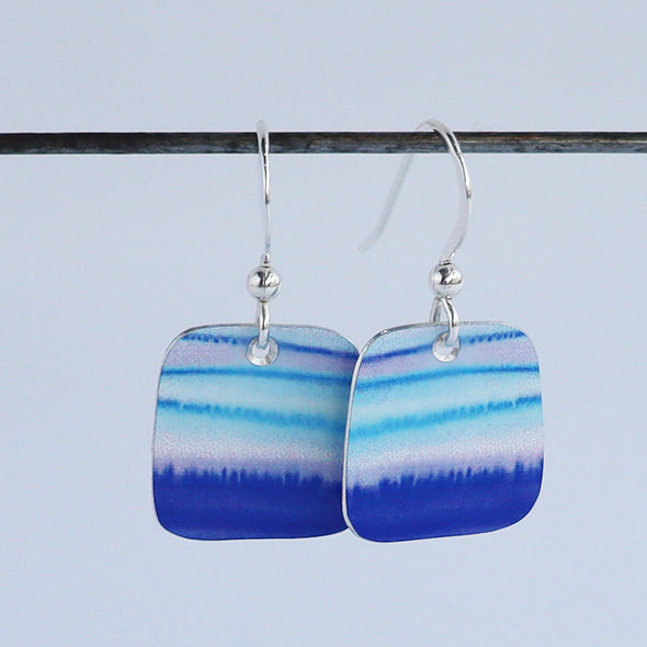 Dyed Blue and Pink Off-Square Earrings, Sally Ransom