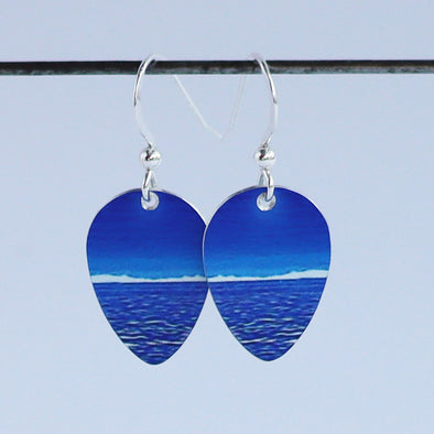 Blue and White Wave Teardrop Earrings, Sally Ransom