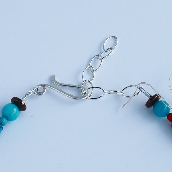 Enamelled Silver Necklace with Semi-Precious Beads I