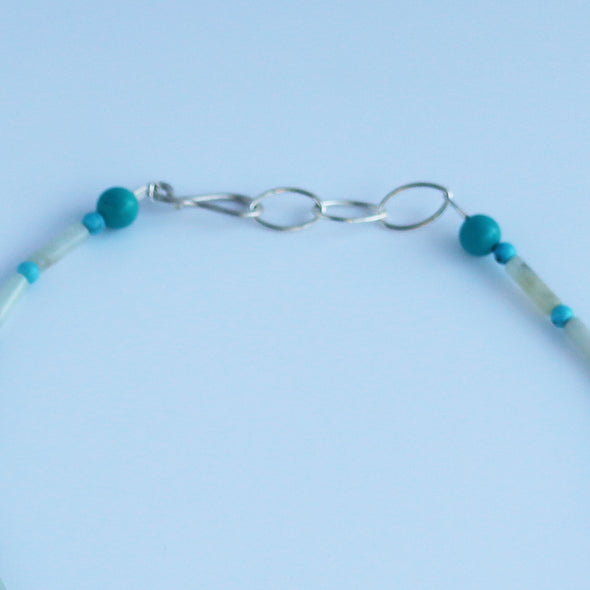 Enamelled Silver Necklace with Semi-Precious Beads V