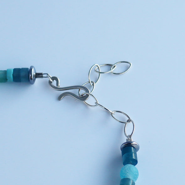 Enamelled Silver Necklace with Semi-Precious Beads VI