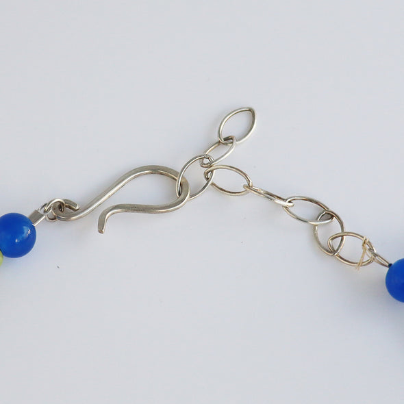 Enamelled Silver Necklace with Semi-Precious Beads IX