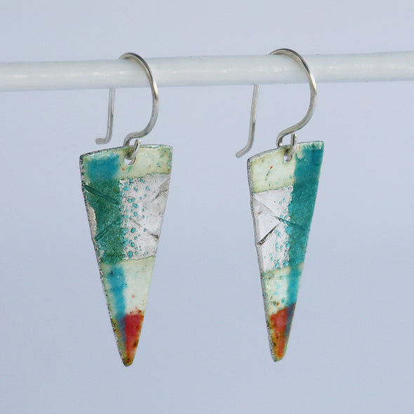 Enamelled Silver Earrings (Inverted Triangle Turquoise)