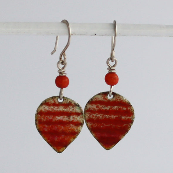 Enamelled Silver Earrings (Autumn Stripes)