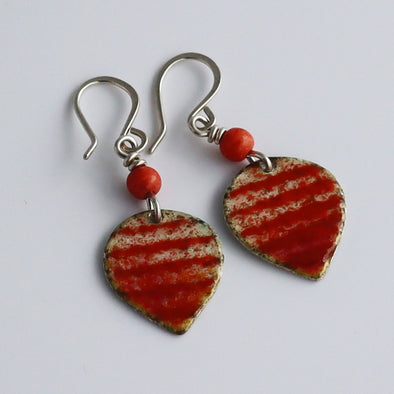 Enamelled Silver Earrings (Autumn Stripes)