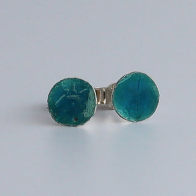 Enamelled Silver Earrings (Small Turquoise Studs)