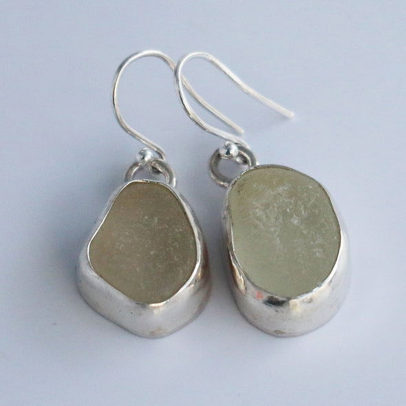 Clear Sea Glass Earrings, Ennor