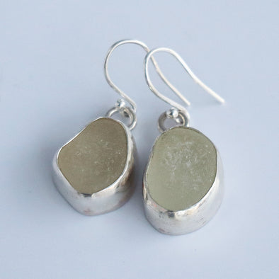 Clear Sea Glass Earrings, Ennor