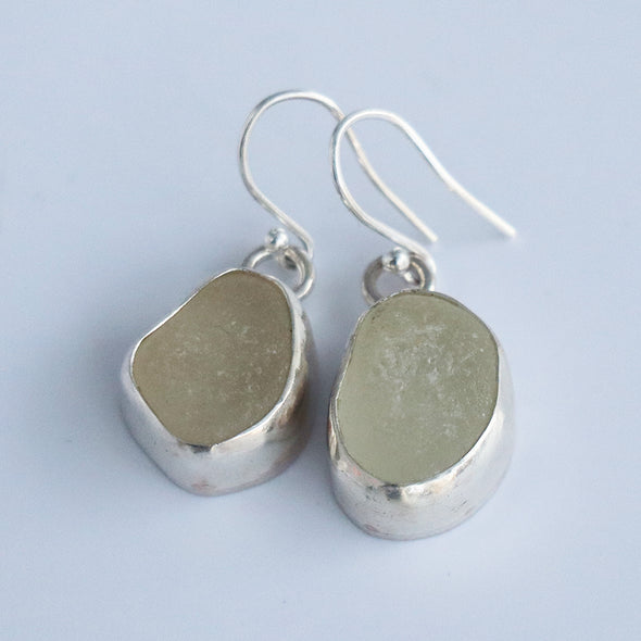 Clear Sea Glass Earrings, Ennor