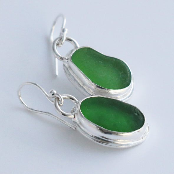 Green Sea Glass Earrings, Ennor