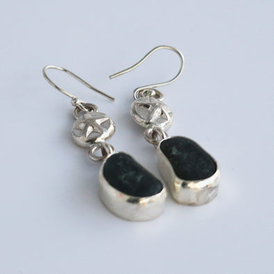 Green Sea Glass Earrings with Star Detail, Ennor