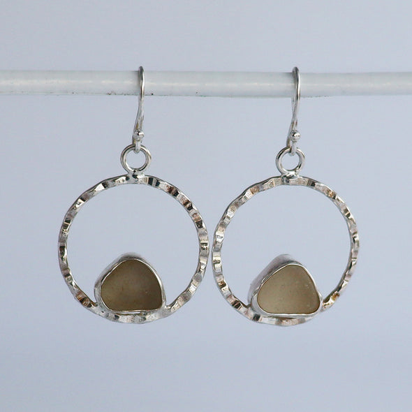 Circular Earring Hoops with Clear Sea Glass, Ennor