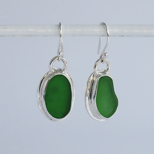 Green Sea Glass Earrings, Ennor