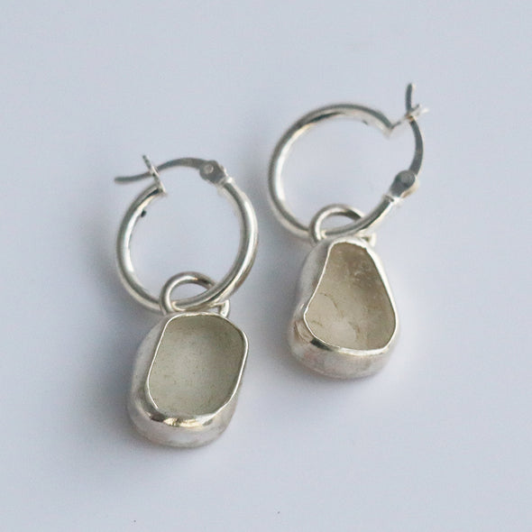 Clear Sea Glass Earring Hoops, Ennor