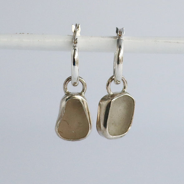 Clear Sea Glass Earring Hoops, Ennor