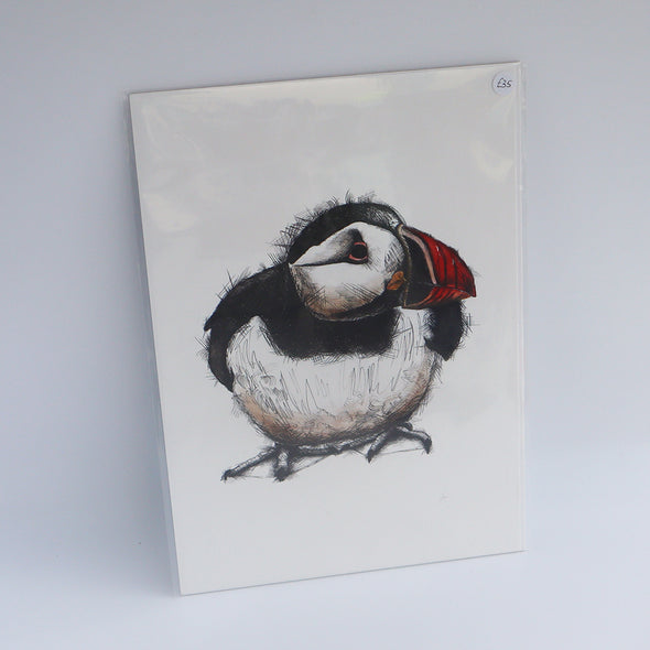 Sitting Puffin, Giclée Print, Sam Rees