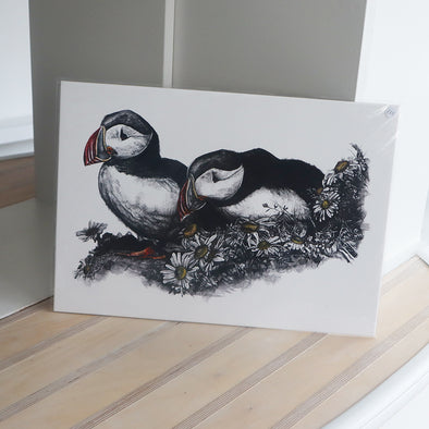 Two Puffins, A3 Giclée Print, Sam Rees