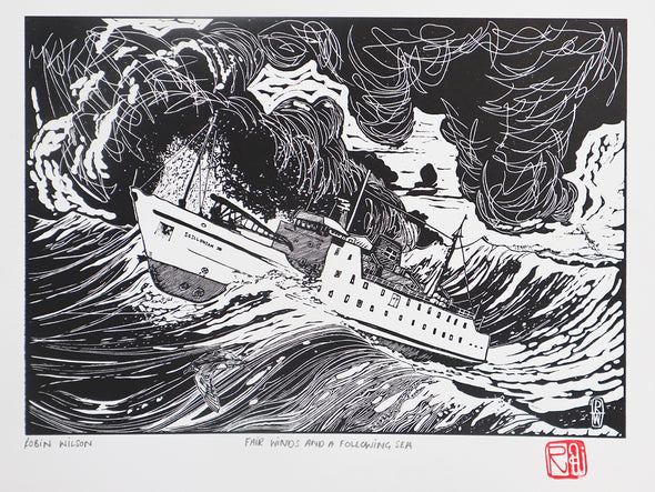 Fair Winds and a Following Sea (Large Linocut), Robin Wilson