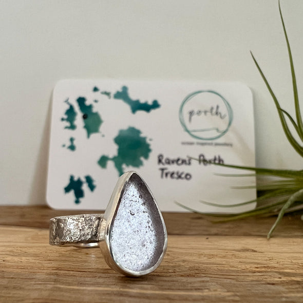 Raven's Porth, Tresco Sea Glass Ring, Porth Jewellery