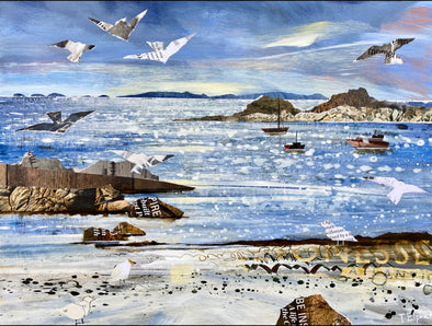 Gulls on Periglis ll, St Agnes, Tracey Elphick Limited Edition Print