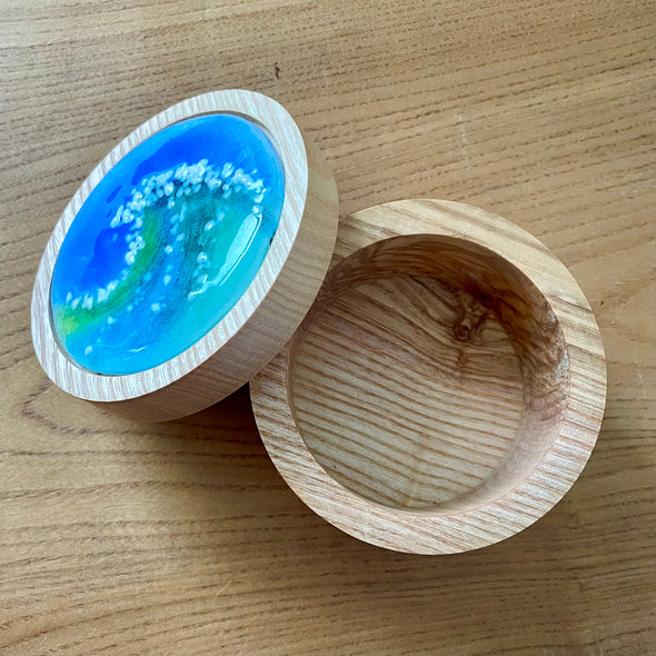 Medium Wooden Jewellery Box (Wave), Oriel Hicks & Stuart Mackin