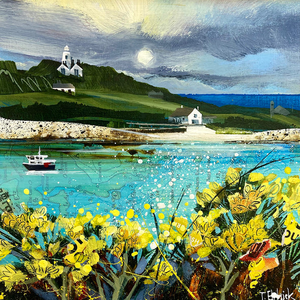St Agnes from Gugh with Gorse, Tracey Elphick, Limited Edition Print